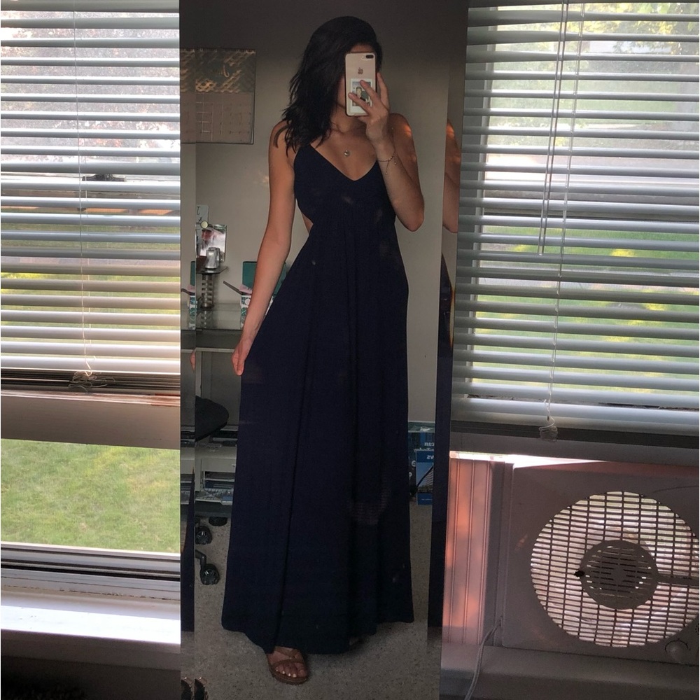 Windsor Navy Blue Maxi Open Back Dress